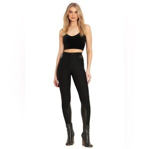 Blackmilk Black Leggings with Leather Accents L